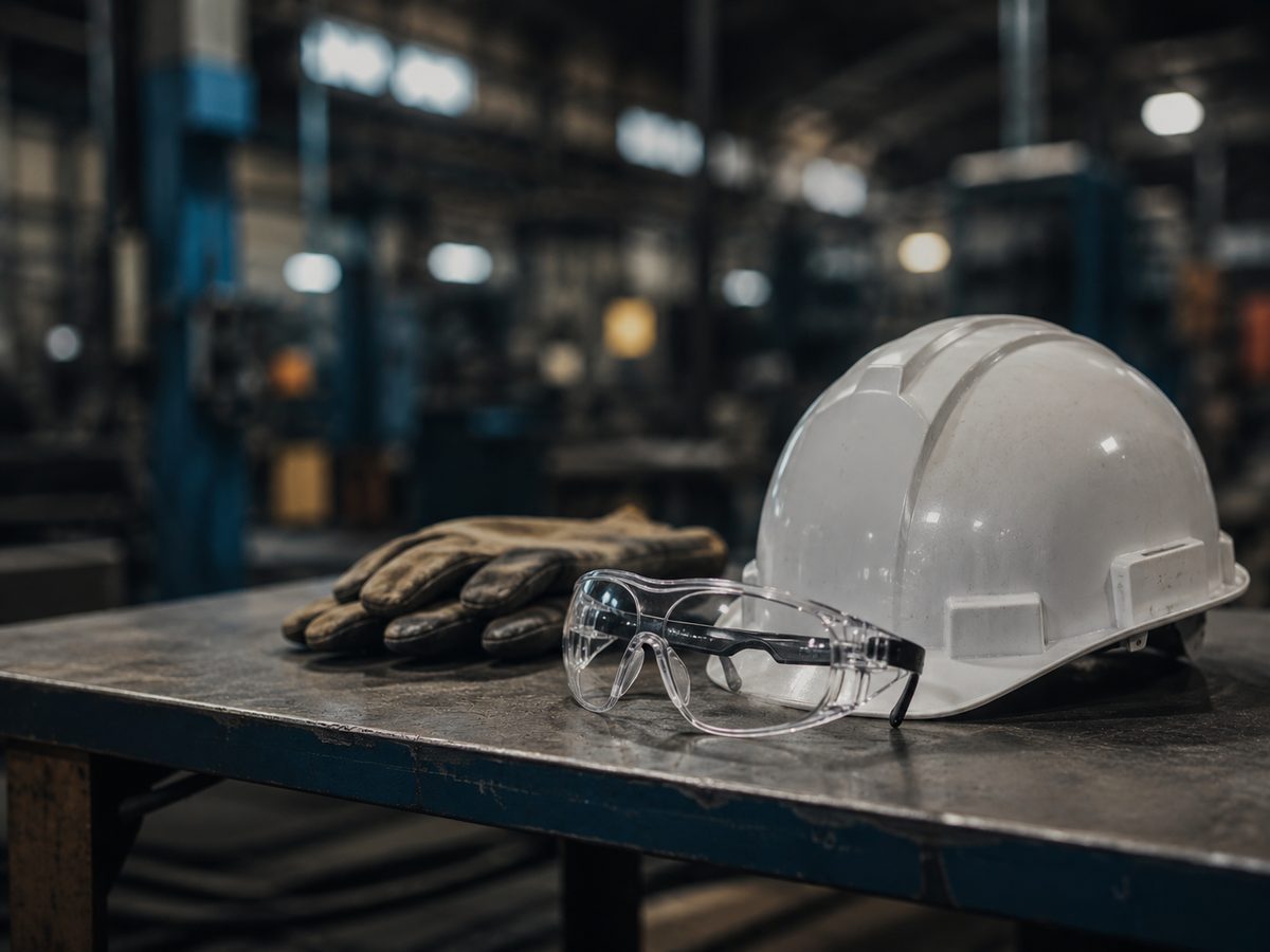 Trabajador con elementos de protección personal en una faena industrial